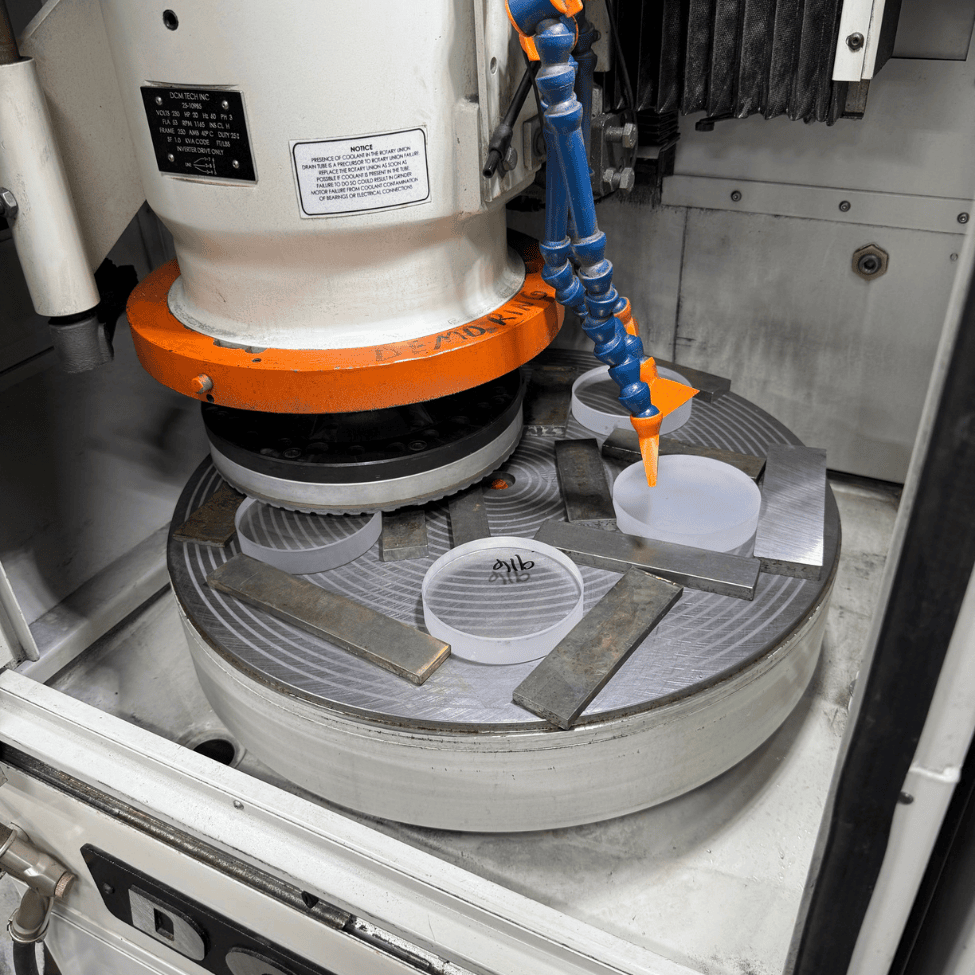 Dcm Tech Rotary Surface Grinder For Precision Glass Grinding Dcm Tech Rotary Surface Grinder With Glass Material Positioned On The Grinding Table For Precision Glass Surface Grinding